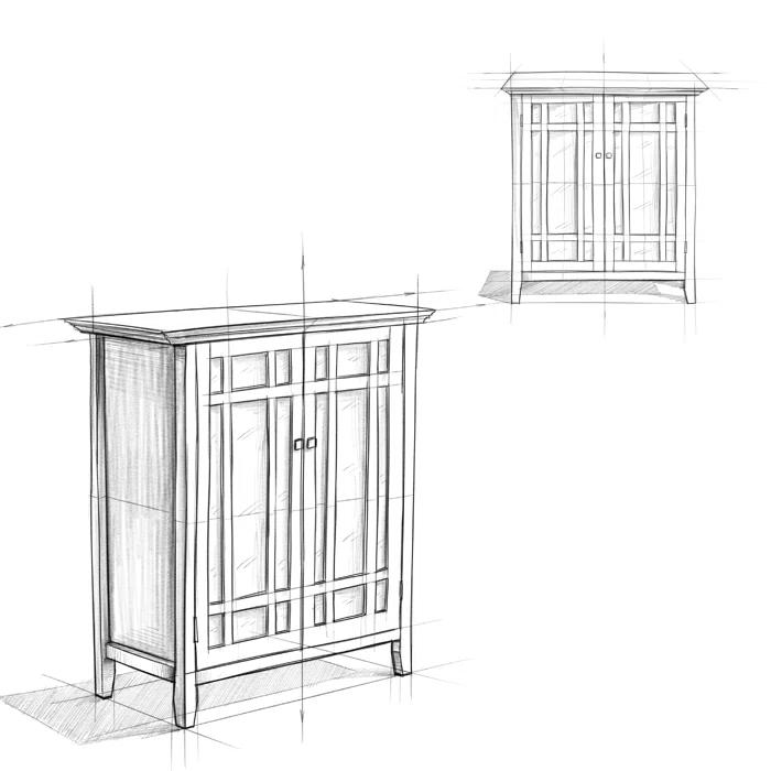 Simpli Home Bedford 39"W Solid Wood 4-Shelf Medium Storage Cabinet with Glass Doors and Adjustable Shelves