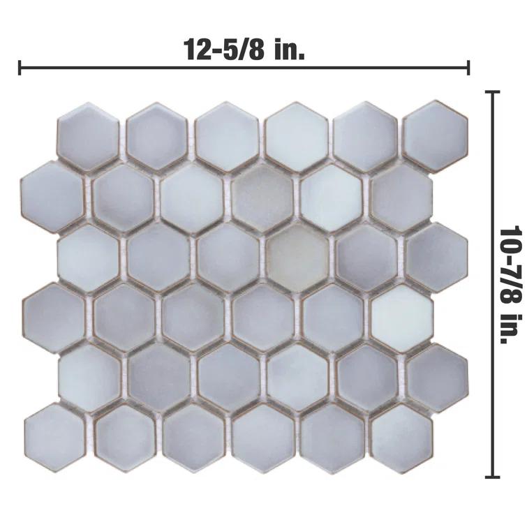 Merola Tile Hudson Due 2" Hex 10-7/8 " x 12-5/8 " Porcelain Mosaic Floor and Wall Tile