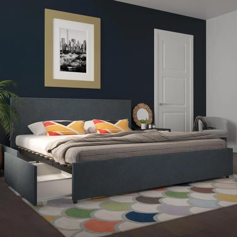 Novogratz Kelly Upholstered Unfinished Platform Storage Bed