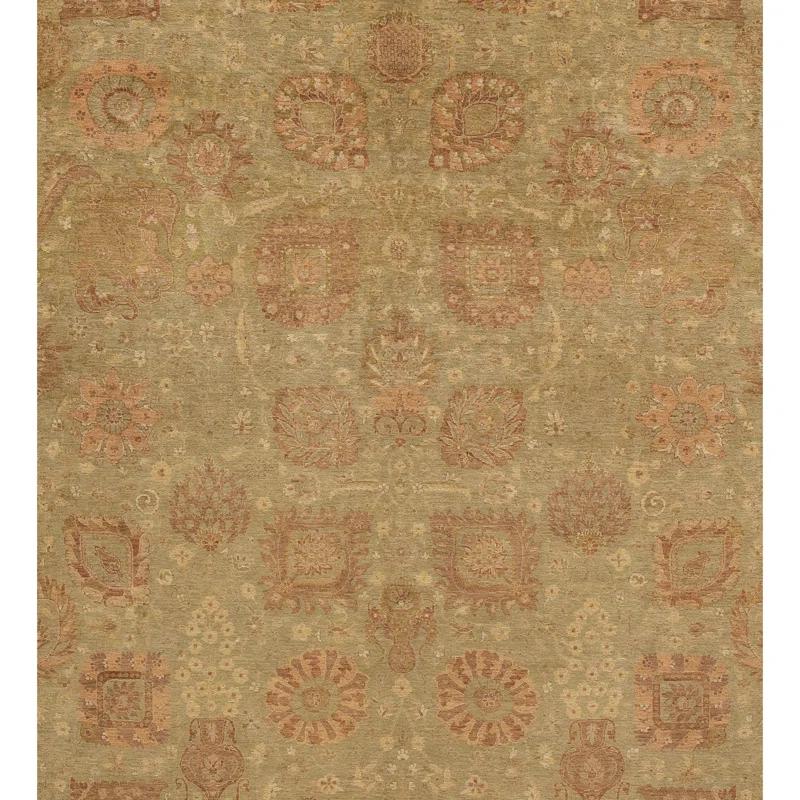 Bokara Rug Co., Inc. Rectangle Oriental Hand-Knotted Wool Area Rug in Pistachio/Ivory