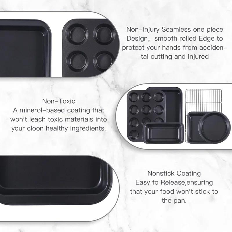 COAHAHA 6-Piece Premium Carbon Steel Baking Set - Versatile For Cakes, Muffins, And More