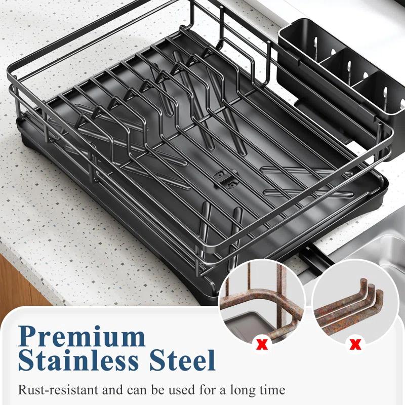 BEACHWATER POOL & SPA, LLC Dish Drying Rack For Kitchen Counter - Large Dish Rack With Drainboard, Rustproof Dish Drainer With Utensil Holder For Sink