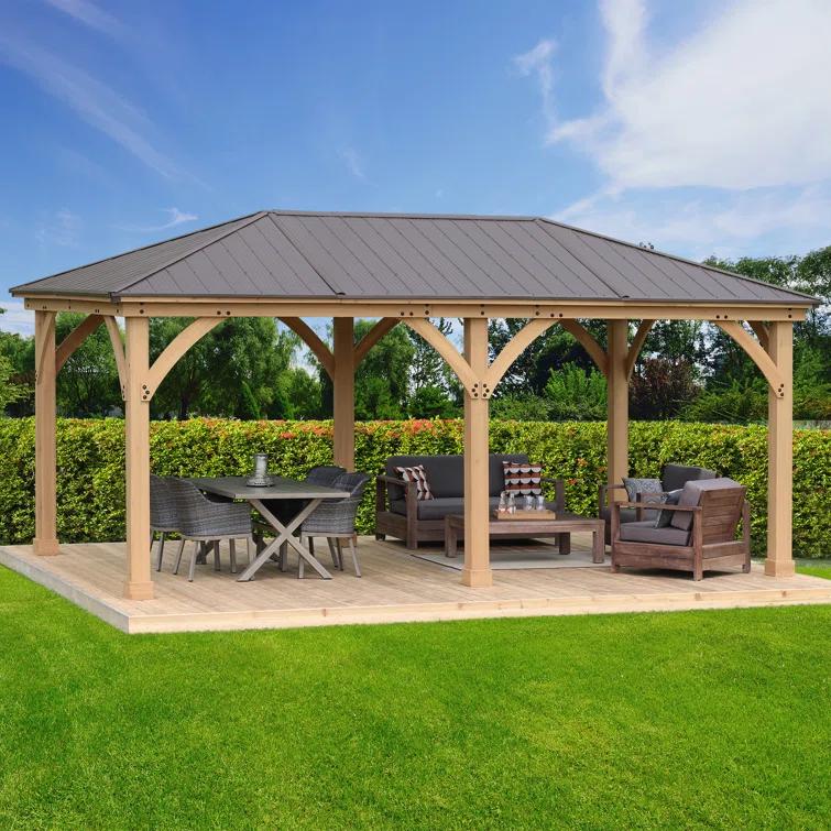 Yardistry Meridian 12 Ft. W x 20 Ft. D Solid Wood Patio Gazebo