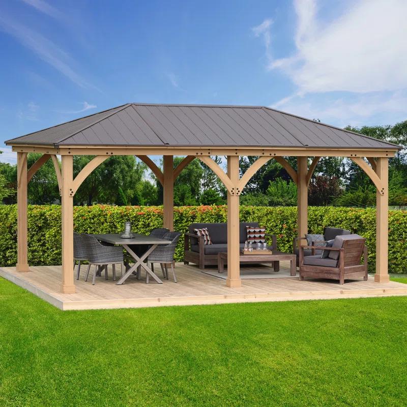 Yardistry Meridian 12 Ft. W x 20 Ft. D Solid Wood Patio Gazebo