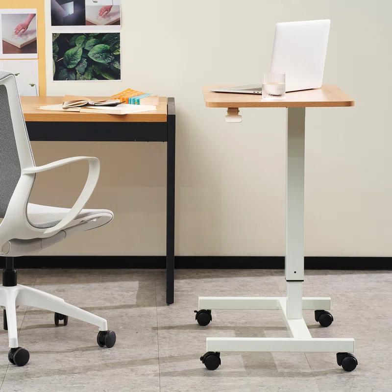 Clatina CLATINA Mobile Laptop Desk Pneumatic Sit to Stand Table Height Adjustable Rolling Cart