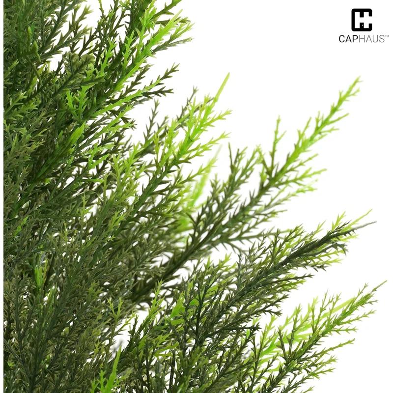 CAPHAUS CAPHAUS Artificial Cedar Tree Pair, UV Resistant Boxwood Topiary w/ Dried Moss, 3 / 4 / 5 Feet