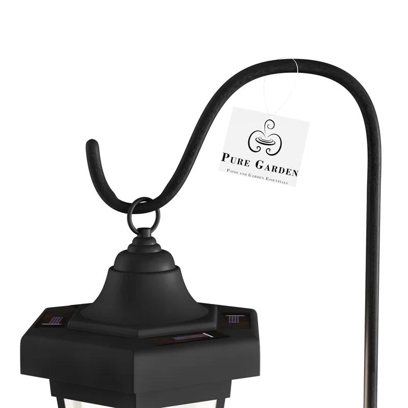 Pure Garden 2-pieces Waterproof LED Solar Lanterns with Shepherd Hooks (Set of 2)
