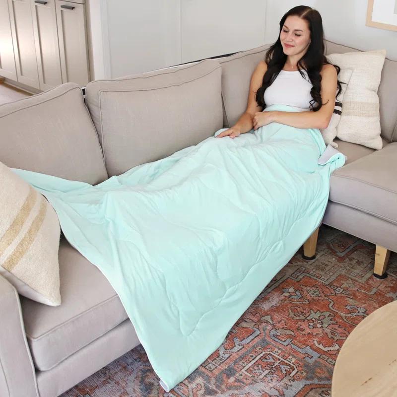 Catalonia Reversible Cooling Blanket, Lightweight Summer Comforter for Hot Sleepers, Silky Soft Summer Duvet Throw Size, 50 x 60 inches, Soft Breathable