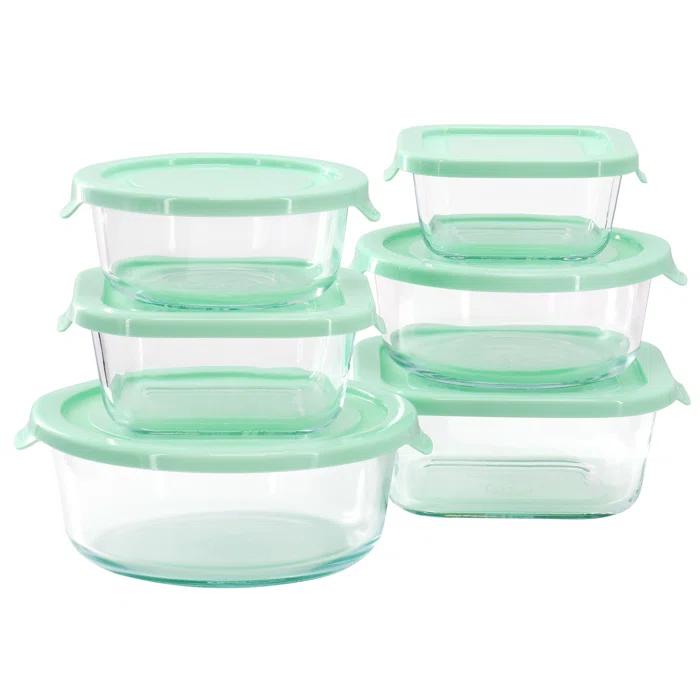 Martha Stewart Martha Stewart 12 Piece Glass Storage Container Set with Plastic Lids in Mint
