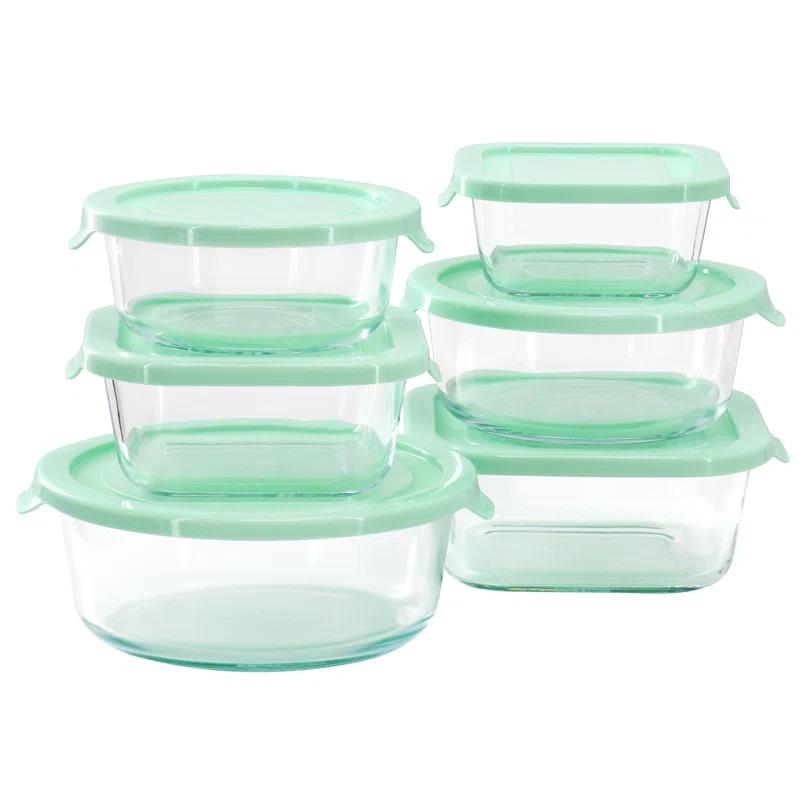 Martha Stewart Martha Stewart 12 Piece Glass Storage Container Set with Plastic Lids in Mint