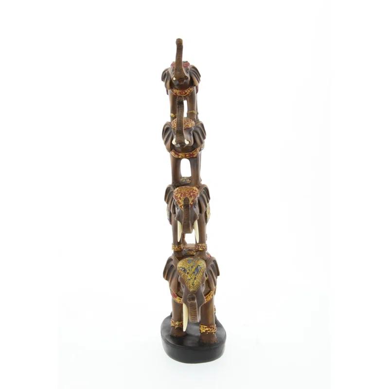 World Menagerie Pisarnik Polystone Elephant Decorative Brown Sculpture