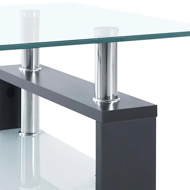 Orren Ellis Paizleigh vidaXL Coffee Table, Tempered Glass Top, Center Table, 37.4''x21.7''x15.7''