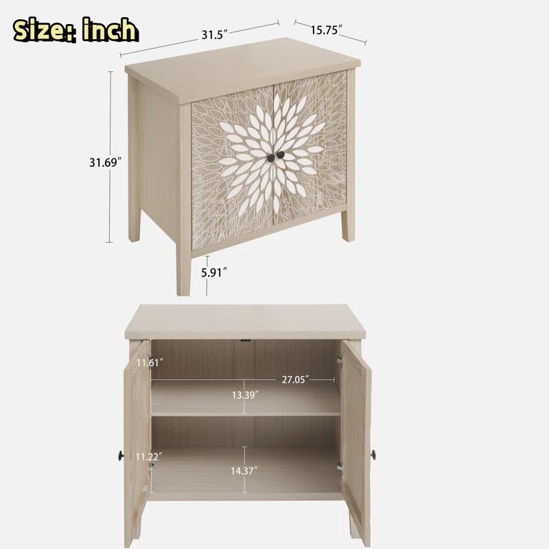 Alcott Hill® 2-door Accent Cabinet With An Adjustable Shelf And Exquisite Creative Carving