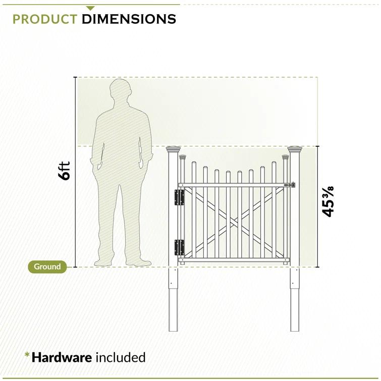 Zippity Outdoor Products 3.8ft H x 4.1ft W (1 Gate) Zippity Manchester Gate Kit, White Vinyl Picket Fence Gate Kit for Manchester Fence Panels, Gate for Backyard, Patio, Outdoor, & Garden Fence, ZP19019