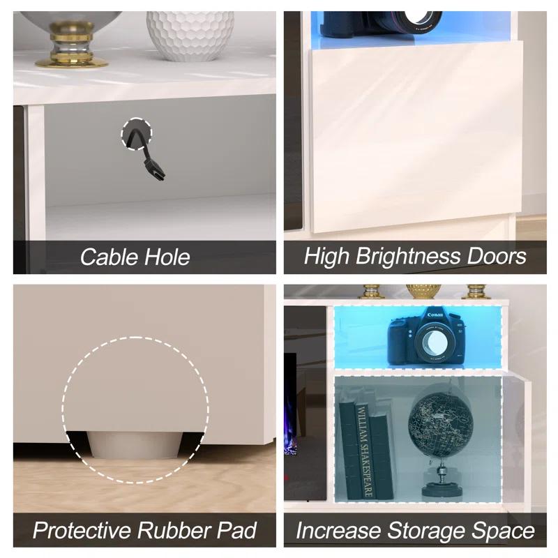 Ivy Bronx Ivy Bronx 70" Fireplace TV Stand for TVs Up to 80" with 36" Electric Fireplace, TV Console for The Living Room, LED Light Entertainment Center, Storage Cabinet, Media Console Table