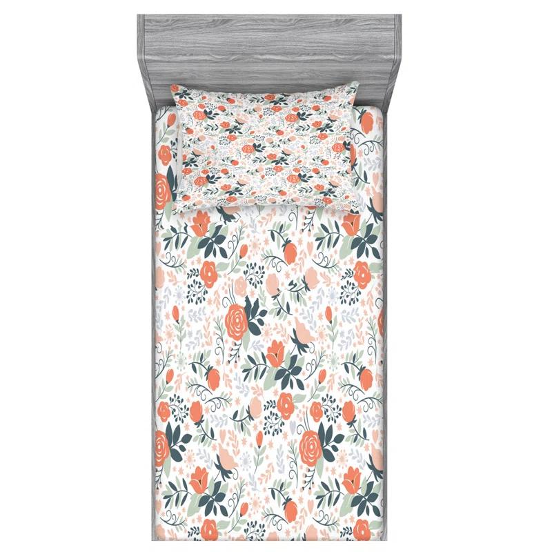 Ambesonne Microfiber Floral Sheet Set