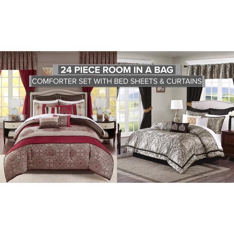 Madison Park Essentials Delaney Jacquard Traditional 24 Piece Room in a Bag