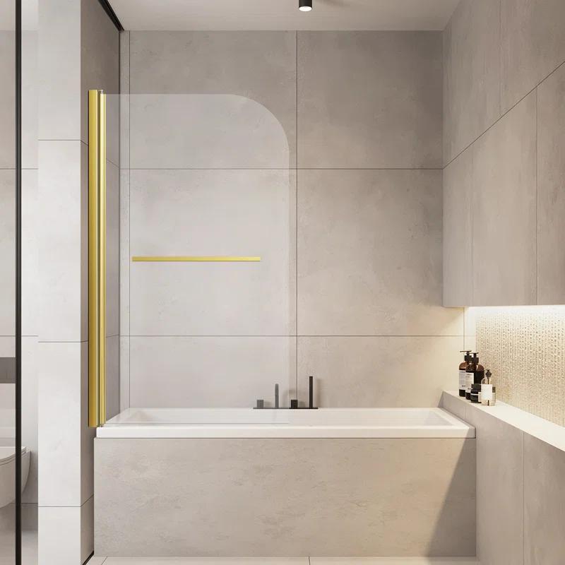 31"W x 55"H Frameless Folding Pivot Shower Tub Door Reversible Installation