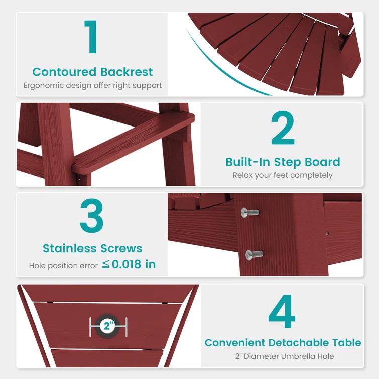 Rosecliff Heights Wolak HDPE Outdoor Adirondack Chair Set With Table