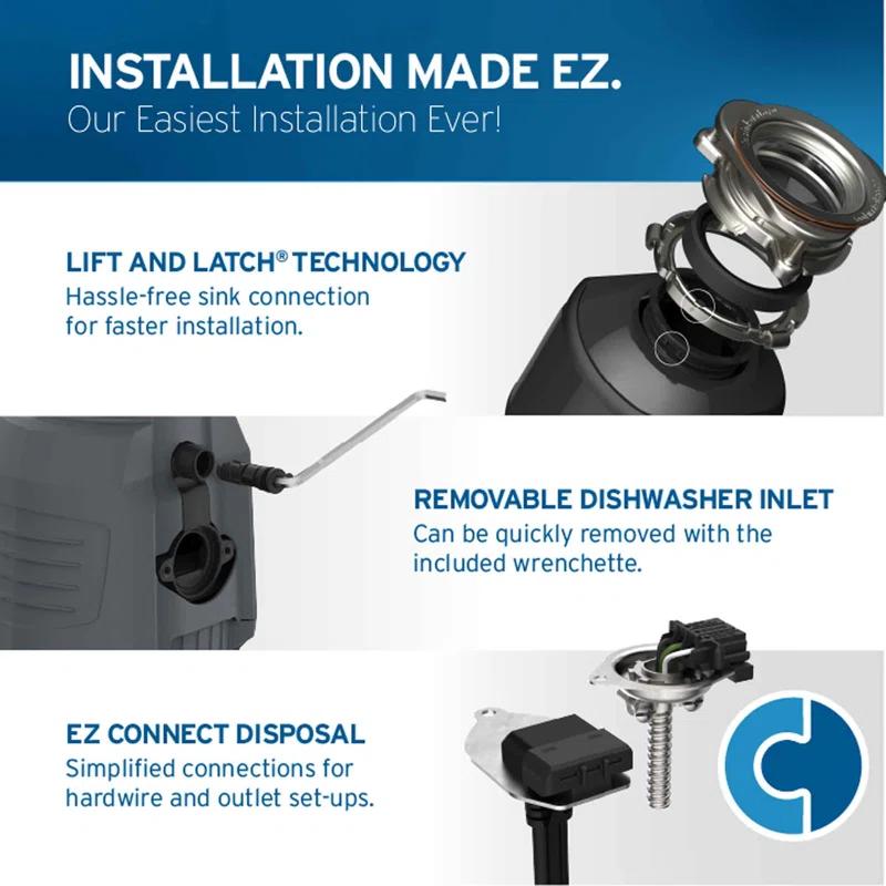 Evolution 0.75HP, 3/4 HP Garbage Disposal, Advanced Series Continuous Feed Food Waste Disposer