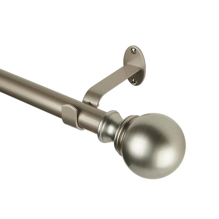 Darion Adjustable Single Curtain Rod with Globe Ball Finial