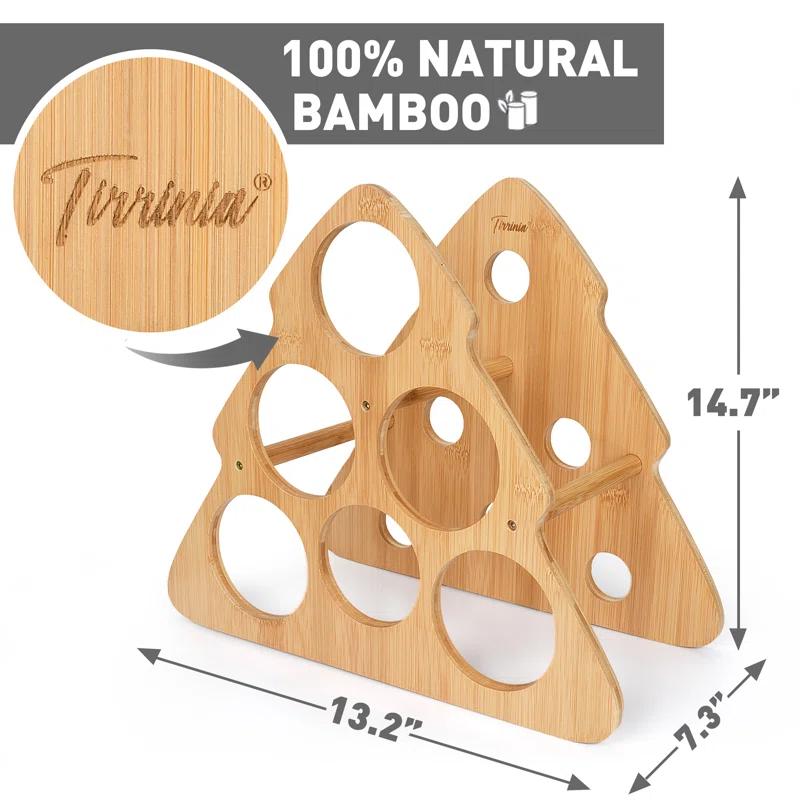 Tirrinia Bamboo Wine Rack, Wine Bottle Holder with Cute Christmas Tree Shape, Wine Rack Freestanding Floor, Wine Racks Countertop for Kitchen Decor, Best Gift for Christmas Decoration & Wine Storage