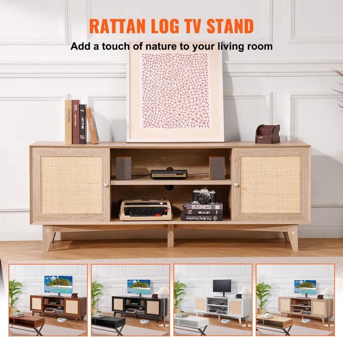 VEVOR Rattan TV Stand for 75in TV