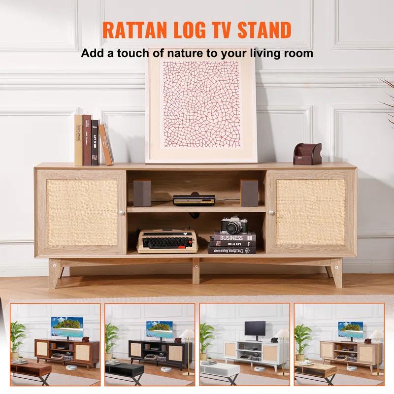 VEVOR Rattan TV Stand for 75in TV