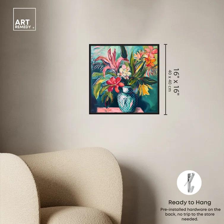 Art Remedy Art Remedy Vase Of Tropical Flowers Framed Flowers In Vase Paintings 55511