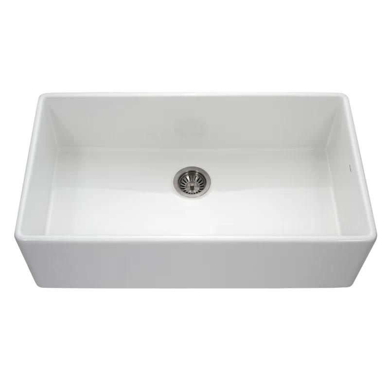Houzer PTG-3600 WH Platus Houzer Farmhouse Apron Front/Undermount 36 inch Fireclay Single Bowl Kitchen Sink