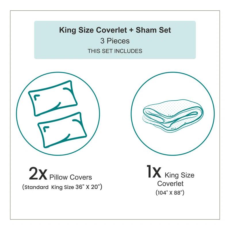 Ambesonne Ambesonne Mandala Bedspread Set Oriental Swirls Aqua and White