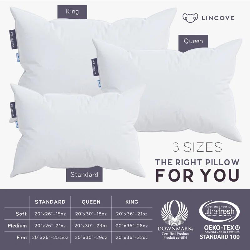 Lincove® Lincove European Down Venus Pillow - German Down, 600 Fill Power - Made in Canada