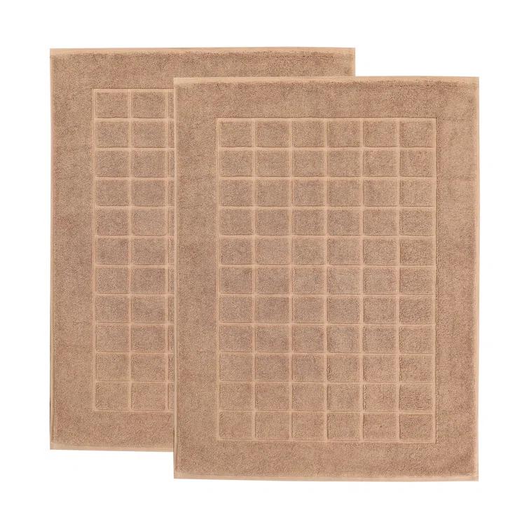 Superior Nora Cotton Terry Solid Absorbent Thick Checkered Washable Bath Mat Set Of 2