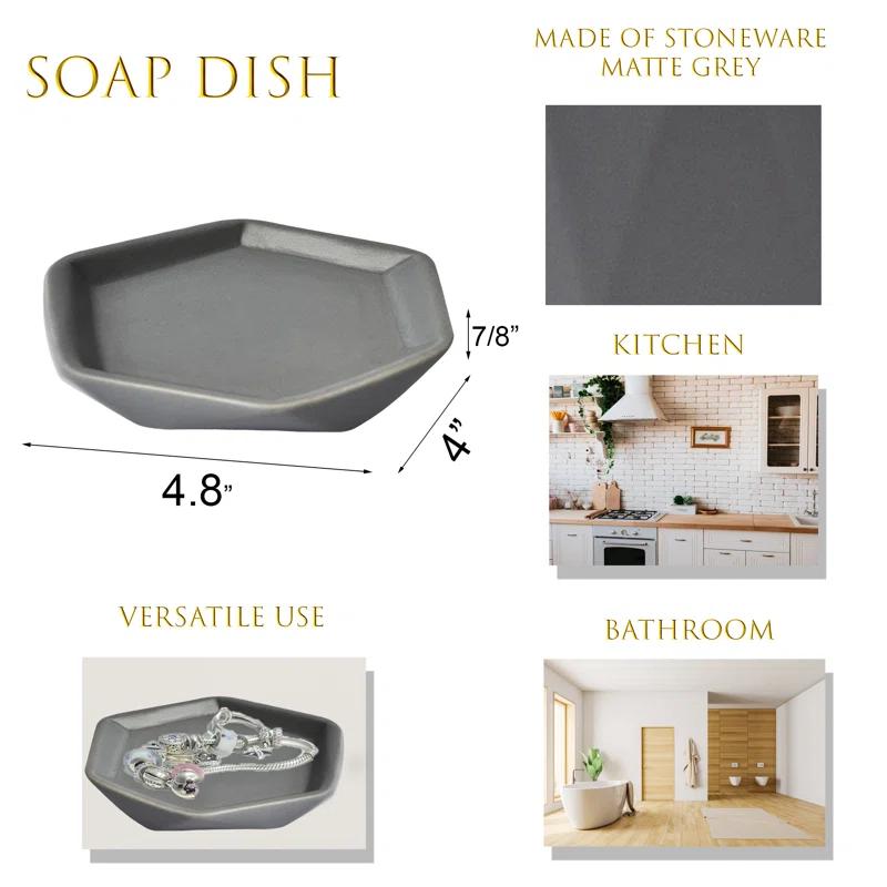 Evideco Diamond Stoneware Bathroom Soap Dish Cup