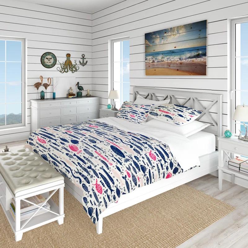 Design Art Vintage Beige Minimalism Floral Blossums Coastal Duvet Cover Set