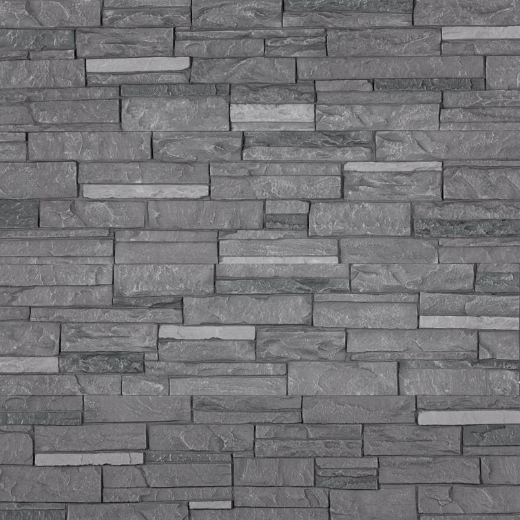 DuraKwik Stone 13" x 48.43" Ledgestone Stone Wall Paneling in Gray Volcano Ash