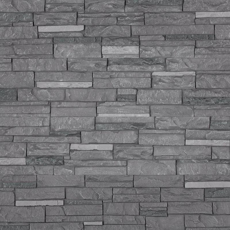 DuraKwik Stone 13" x 48.43" Ledgestone Stone Wall Paneling in Gray Volcano Ash