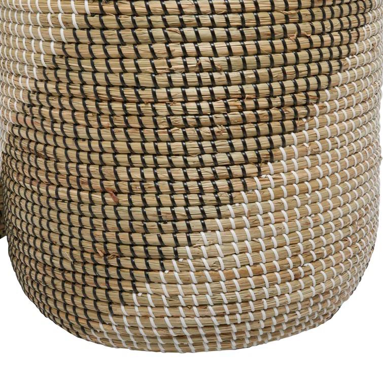 Seagrass Handmade Two Toned Decorative and Functional Storage Basket with Matching Lids