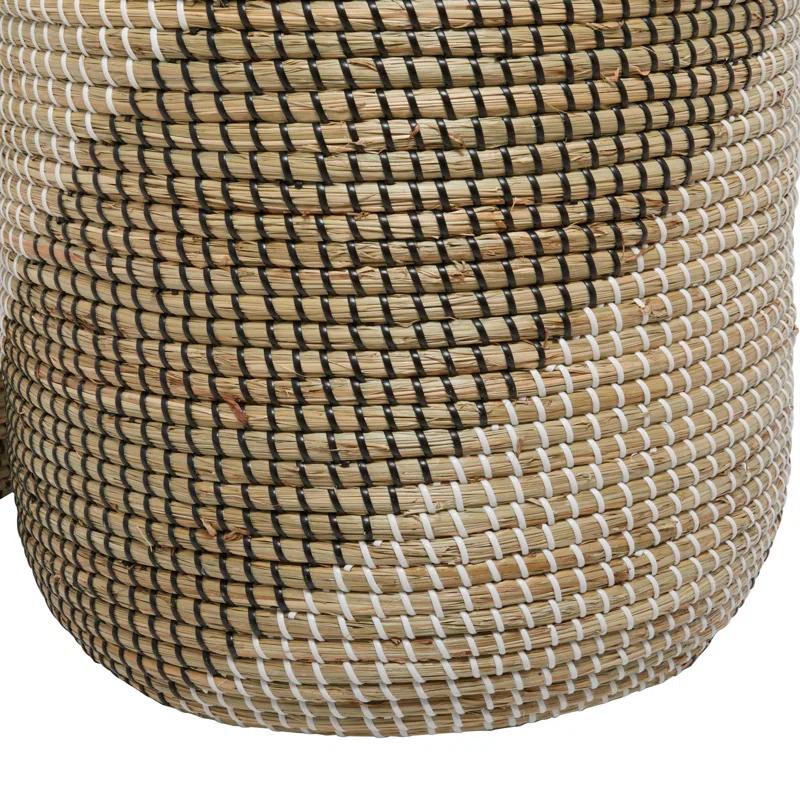 Seagrass Handmade Two Toned Decorative and Functional Storage Basket with Matching Lids