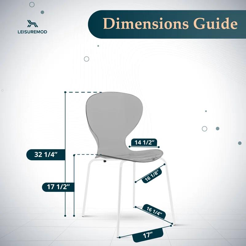 Ivy Bronx Edenfield Dining Chair with Curved Back and Waterfall Edge Seat White Powder-Coated Metal Legs