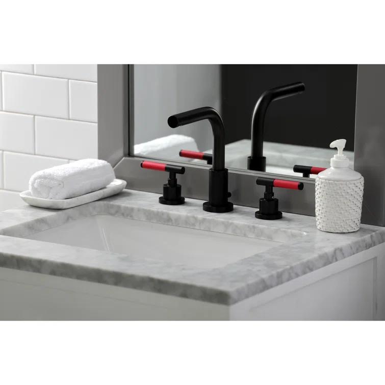 Kingston Brass Kingston Brass Kaiser Two-Handle 3-Hole Deck Mount Widespread Bathroom Faucet with Brass Pop-Up Drain FSC8950CKL