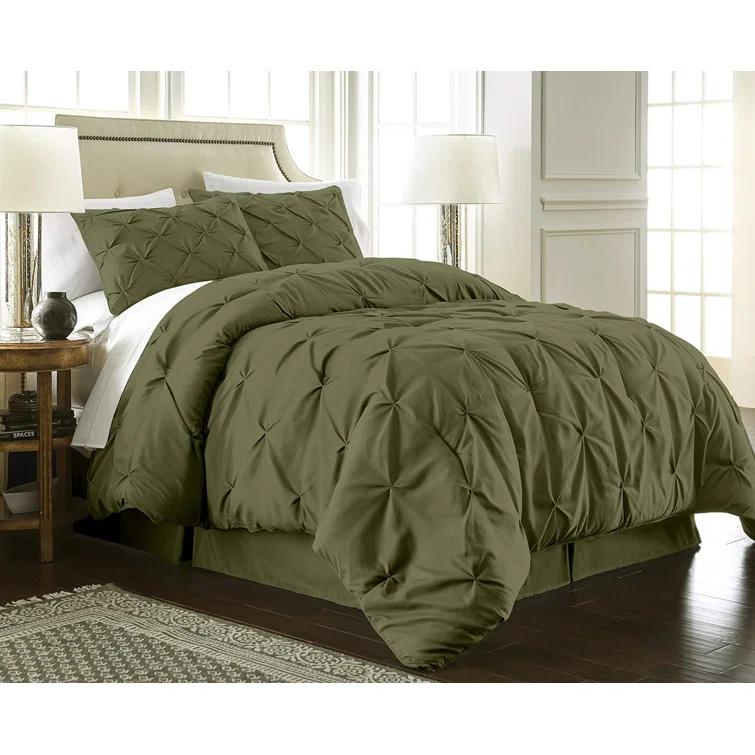 Chezmoi Collection Berlin Pintuck Microfiber 3-Piece Comforter Set