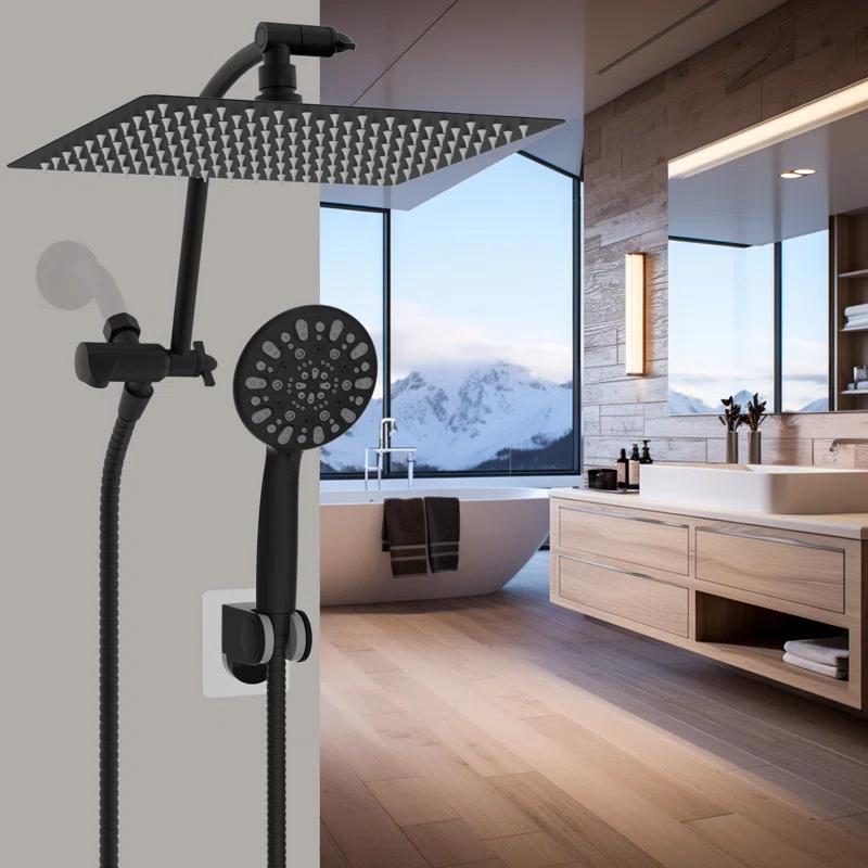 All Metal 12 Inch High-Pressure Rainfall Shower Head with Handheld Sprayer