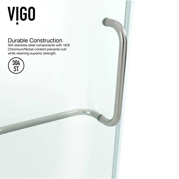 VIGO Monteray 48" W x 32" D x 79" H Hinged Frameless Shower Enclosure with 3/8 Clear Glass & Base VG6011BNCL48WL