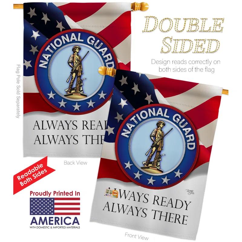 Breeze Decor BD-MI-HS-108020-IP-BO-D-US15-BD 28 x 40 in. National Guard Americana Military Impressions Decorative Vertical Double Sided House Flag Set with Pole Bracket Hardware