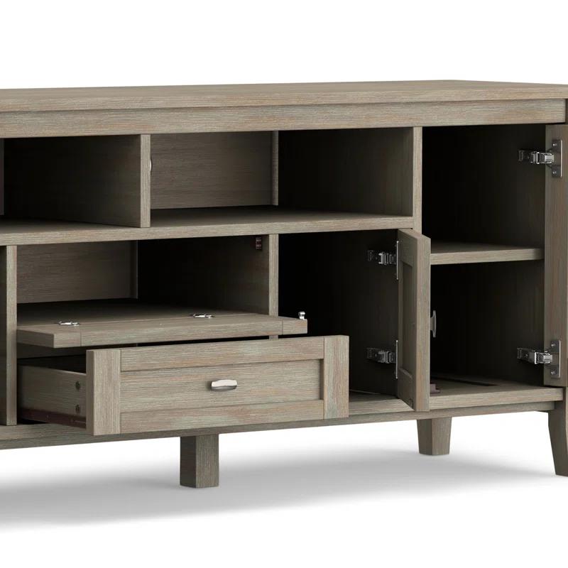 Simpli Home Warm Shaker 72"W Solid Wood TV Stand for TVs up to 80" with 4 Storage Cabinets and 2 Drawers