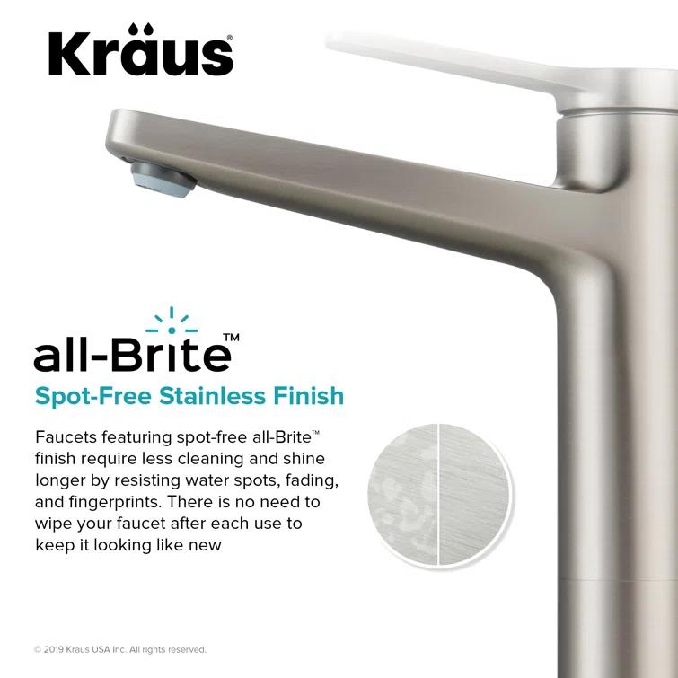 Kraus Indy Single Hole Bathroom Faucet (Set of 2) KVF-1400SFS-2PK