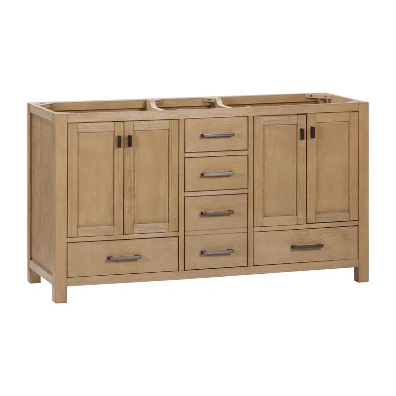 Mercury Row® Souther 60'' Double Bathroom Vanity Base Only in Brushed Oak Finish