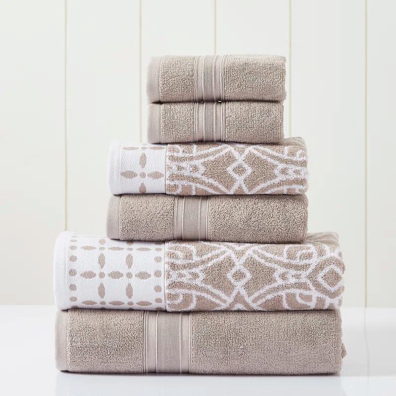Modern Threads Modern Threads 6 Piece Set, 2 Bath Towels, 2 Hand Towels, 2 Washcloths Yarn Dyed Jacquard/Solid Towel Set Monroe