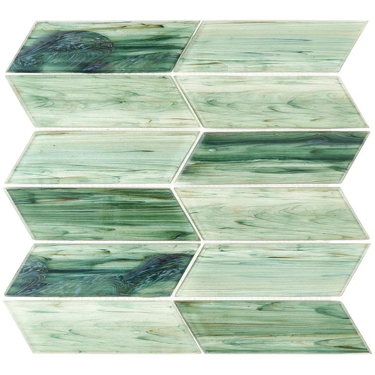 Bond Tile Tara Chevron 11.73 in. x 11.74 in. Molten Glass Mosaic Wall Tile (0.96 Sq. Ft. / Sheet)